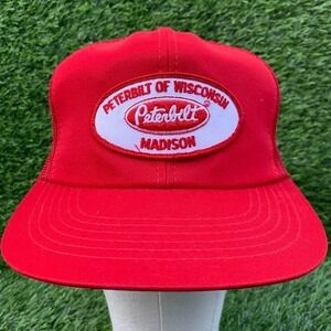 Tonkin Peterbilt Trucks of Wisconsin Madison Cap Trucker Hat Mesh‎ Red Patch